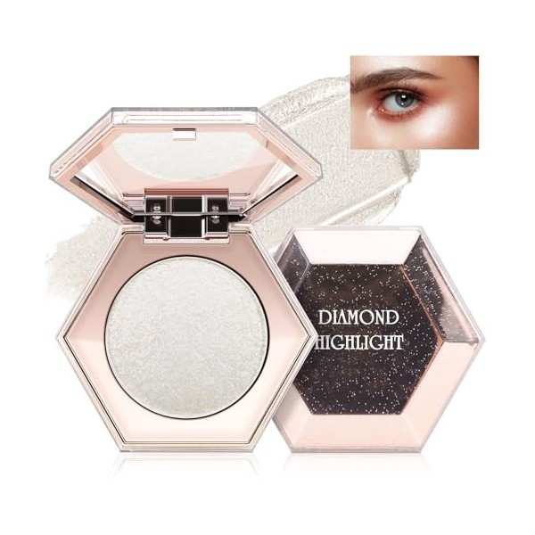 Boobeen Palette de poudre de surlignage, Palette de surlignage brillant pour le visage et le corps, illuminateur de paillette