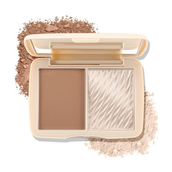 Boobeen 2 Couleurs Fard à Joues Highlighter Contour Makeup Palette, Fard à Joues Contouring Palette Mat et Shimmer, Fard à Jo