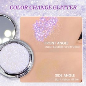 Prreal Eyeshadow Highlighter Makeup, caméléon Face Highlighter Palette Holographic Fine Glitter Makeup Body Shimmer High Glos