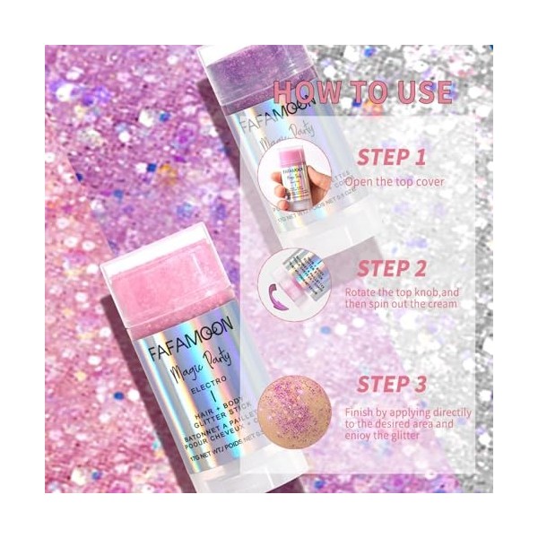 Sitovely 3PCS Bâtons de Paillettes Pour le Corps,Body Glitter Stick,Gel Pailleté,Paillettes Sirène en Gel Pailleté Pour le Vi