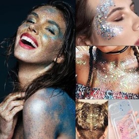 Sitovely 3PCS Bâtons de Paillettes Pour le Corps,Body Glitter Stick,Gel Pailleté,Paillettes Sirène en Gel Pailleté Pour le Vi