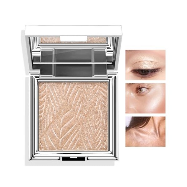 Boobeen Maquillage Highlighter Palette de Poudre Highlighter, Shimmer Illuminator Highlight Contouring Palette Come with Mirr