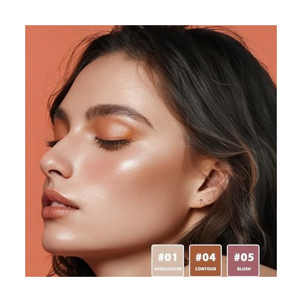 Ledeak 3 Pièces Highlighter Blush Contouring Stick, Longue Durée et Douceur Lightweight Bronzer Stick Contouring Maquillage, 