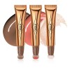 Prreal Lot de 3 surligneurs Contour Blush Beauty Wand avec applicateur à coussin doux, crème lisse, mat, anti-cernes liquide,