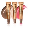 Prreal Lot de 3 surligneurs Contour Blush Beauty Wand avec applicateur à coussin doux, crème lisse, mat, anti-cernes liquide,