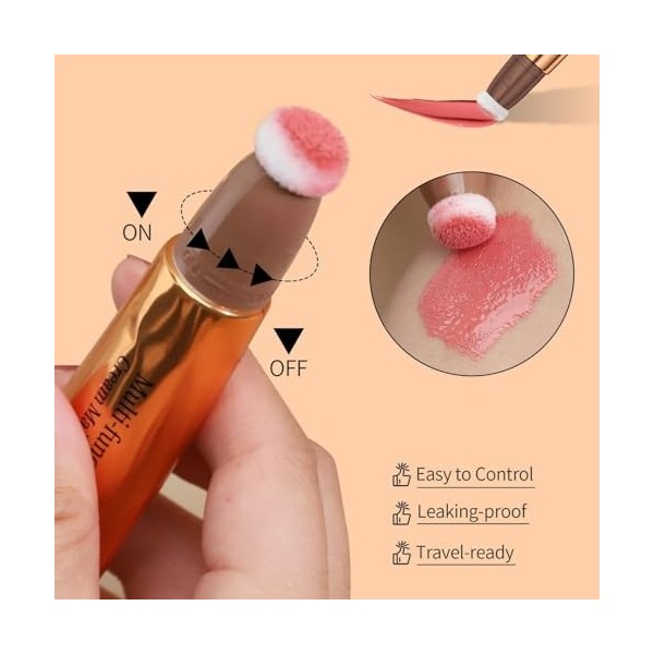 LMDAOO Lot de 3 surligneurs de contour de blush Beauty Wand - Finition mate naturelle - Bâton de contour de blush - Crème lis