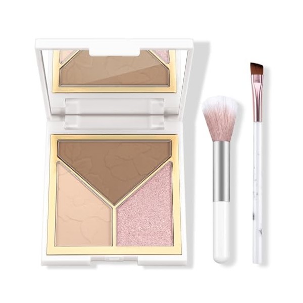 Boobeen Highlighter Contour Maquillage Palette Bronzer Fard à Joues Highlight Contour Powder Set, Matte and Glow Face Illumin