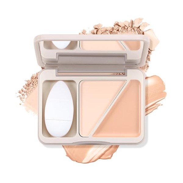 Boobeen Highlighter Maquillage Poudre daccentuation mate et crème correcteur de visage avec houppette, Palette de correction