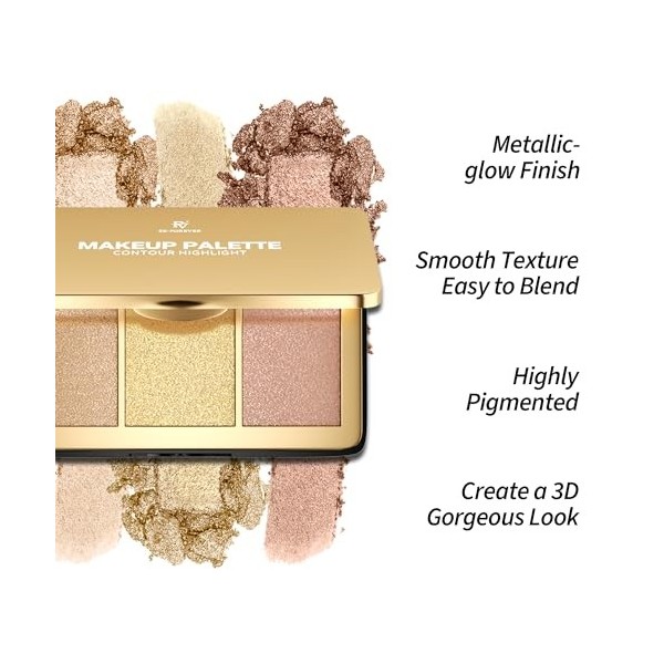 Palette Highlighter FV Éclat Intense, Poudre Illuminatrice Visage & Corps, Pigmentation Métallique, Fusion Parfaite, Cruelty-