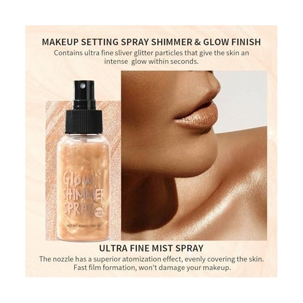 Body Oil Shimmer, Shimmer Lotion Pour Le Corps, Surligneur de Crème Lisse Durable, Body Highlighter, Corps Luminant Huile Liq