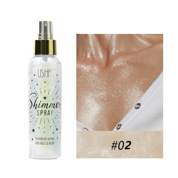 KARLOR Highlighter Spray brillant pour le visage - 110 ml - Liquide pour le corps - Finition du visage - Spray brillant - Pai