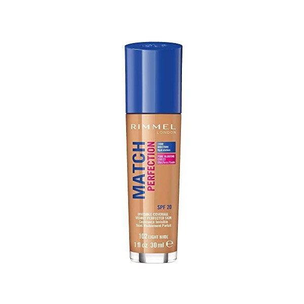 Rimmel - Fond de Teint Match Perfection - Couvrance légère - Hydratation 24h - 201 Classic Beige - 30ml