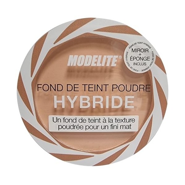Fond de teint hybride en poudre, couleur beige clair, miroir et éponge inclus, 10 Gr