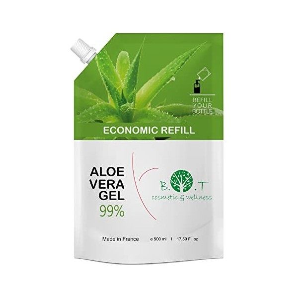 100% Naturel Gel de Aloe Vera Hydratant Visage Corps Cheveux Après lépilation Soins des peaux déshydratées Feu du rasage Bru
