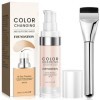 Base Maquillage Fondation Liquide, Color Changing Foundation Liquid with 1 Brushes, Color Changing Face Primer Base Makeup 30