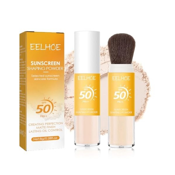 Sitovely Poudre fixatrice de protection solaire naturelle, SPF 50, Sunscreen Setting Powder, Poudre libre pour le visage au f