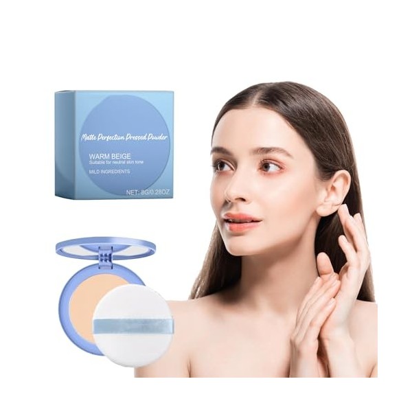 Nmbol Matte Poudre Raffermissante pour le visage naturel,poudre de maquillage lissante mate,poudre maquillage longue durée im