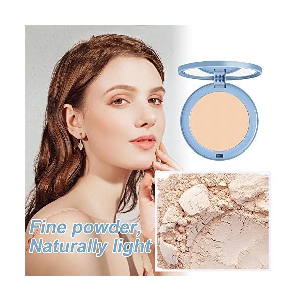 Horuili® Matte Pressed Powder, Poudre Sèche et Humide Mate, Matte Smooth Setting Powder Makeup, Poudre Fixatrice Légère, Rési