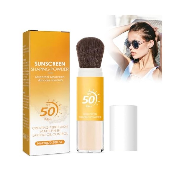 Grgowe Poudre De Maquillage Avec Protection Solaire,Poudre De Fixation Minérale Pour Protection Solaire,Sunscreen Powder Spf 