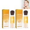 Poudre De Fixation Avec Protection Solaire Spf 50 En Poudre Libre Avec Pinceau, Poudre De Fixation Pour Le Maquillage Et Prot