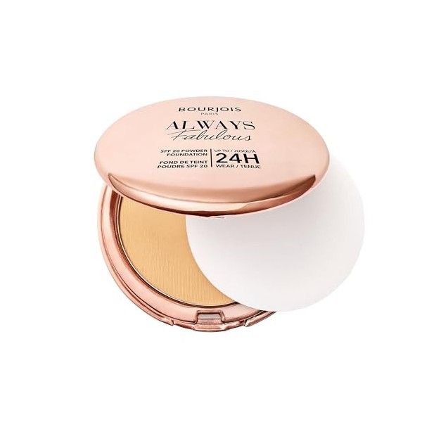 Bourjois Always Fabulous, 410 Golden Beige, poudre de teint, formule légère, tenue longue durée jusqu’à 24 h, SPF 20, acide h