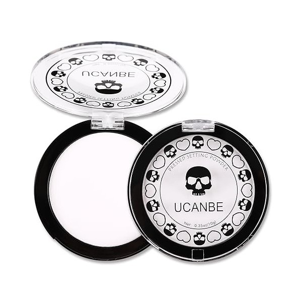 UCANBE White Pressed Setting Powder for Special Effects & Halloween Makeup, Translucent Matte Finishing Powder, Baking White 