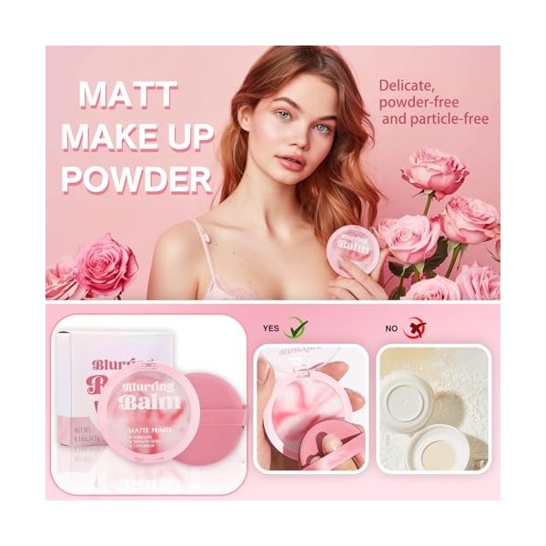 Poudre Gel Matifiante Pour Visage,Contrôle de Lhuile de Poudre Mate,Poudre de Réglage de Maquillage,Poudre Mate Soyeuse,Long