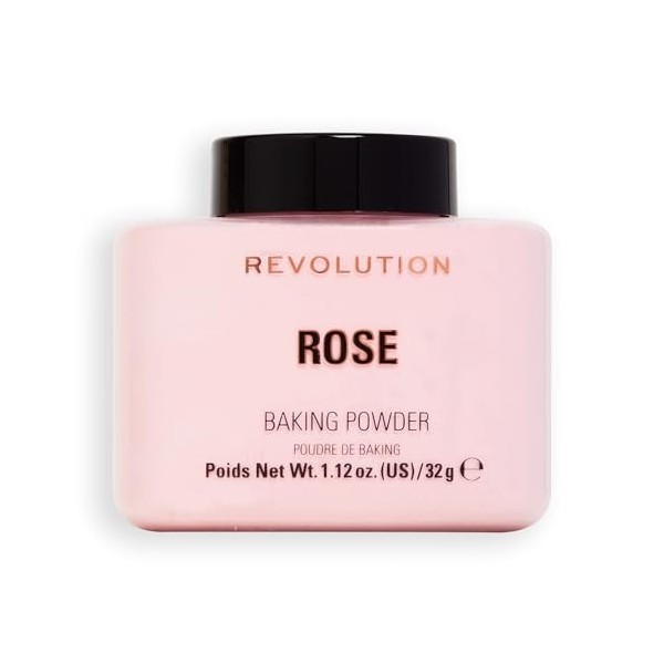 Revolution Beauty London, Loose Baking Powder, Prolongs Makeup Wear, Brightening Setting Powder, For All Skin Tones, Rose, 32