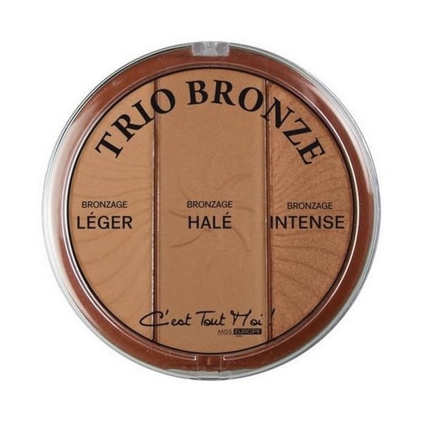Poudre de maquillage, poudrier terre dété teint bronzé trio bronze, grand modèle 18 gr