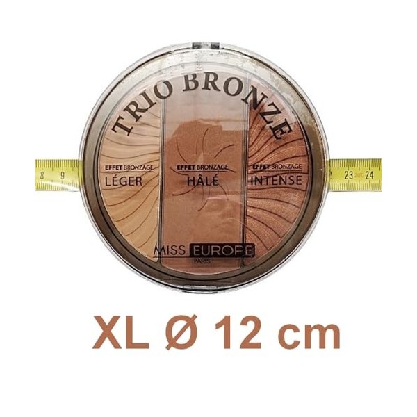 Poudre de maquillage, poudrier terre dété teint bronzé trio bronze, grand modèle 18 gr