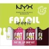 NYX Professional Makeup, Coffret de 4 Huiles à Lèvres Teintées Hydratantes, Formule Vegan, Applicateur Extra-Large, Teintes :