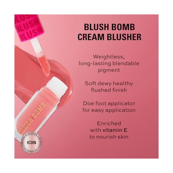 Revolution Beauty, Blush Bomb Cream Blusher, Lightweight Makeup & Creamy Formula for a Dewy Finish, Enriched with Vitamin E, 