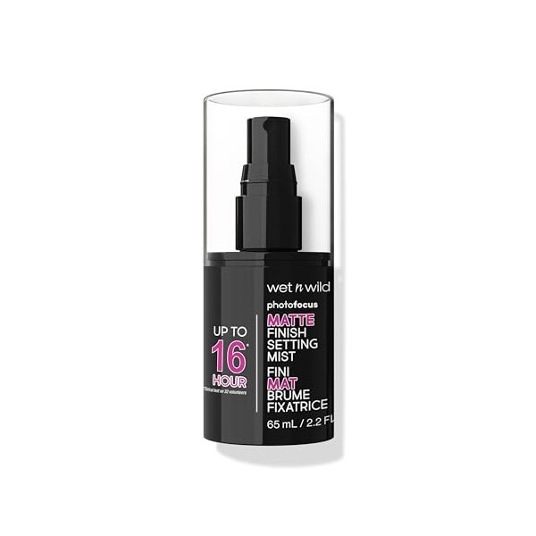 Wet n Wild Photo Focus Matte Finish Setting Mist, Spray Fixateur de Maquillage Enrichi en Vitamine B5 et E, Formule Légère, S