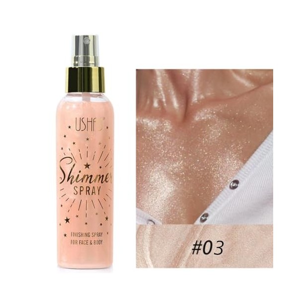 KARLOR Highlighter Spray brillant pour le visage - 110 ml - Liquide pour le corps - Finition du visage - Spray brillant - Pai