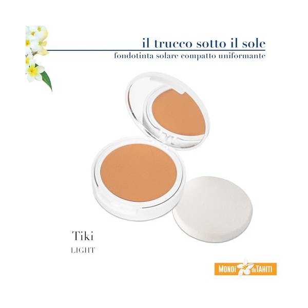 Helan Monoï de Tahiti - Fond de teint compact intensifiant le bronzage, protection solaire 50+ Fond de teint couvrant avec vi