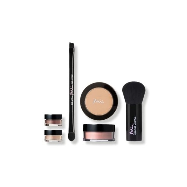 Mii Beauty Basics Cosmetics Ensemble de maquillage 100 % minéral pour fond de teint, fard à paupières, convient à tous les ty