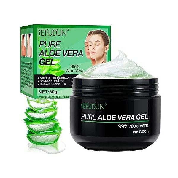 Aloe Vera Gel, Bio Gel Aloe Vera, Gel dAloe Vera Naturel -Crème Hydratante, Apaisante et Hydratante, Réparatrice Coups de So