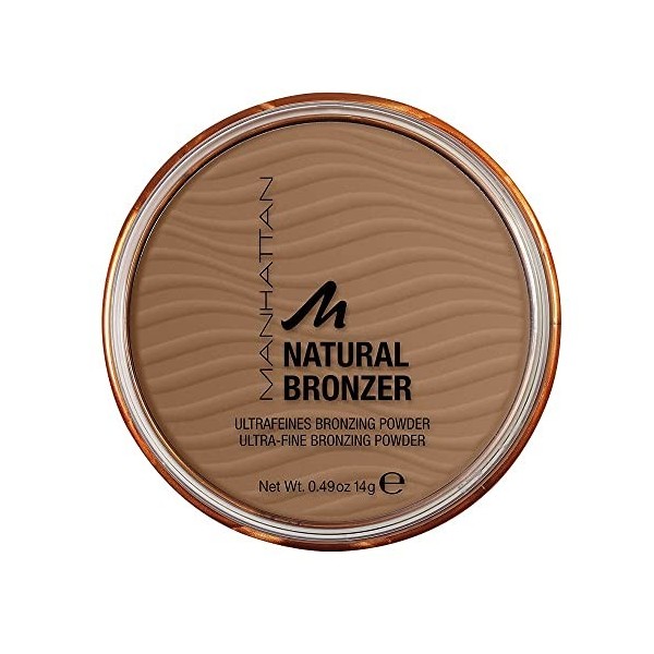 Manhattan Natural Bronzer 001 Sunlight Poudre bronzante imperméable pour un teint bronzé personnalisé, 14 g