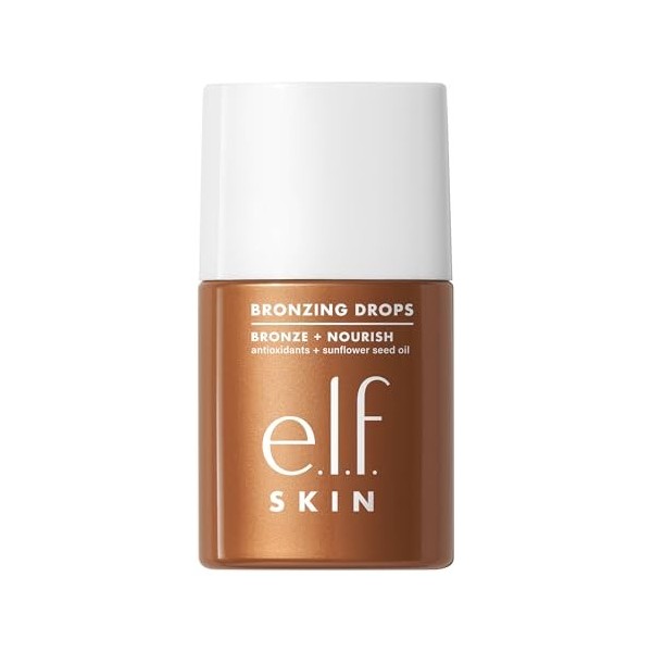 e.l.f. SKIN Bronzing Drops Poudre bronzante liquide pour le visage et la peau, crée une brillance embrassée par le soleil, av