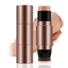 Apooliy Stick contour et correcteur 2 en 1 avec pinceau, stick crème bronzante, stick de maquillage visage waterproof, couvra