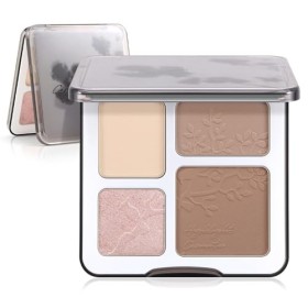 Boobeen 4 in 1 Highlighter Contour Makeup Palette, Matte Shimmer Glow Contouring Powder for Face Highlight, Shaping Contour, 