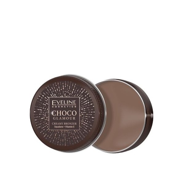 Eveline Cosmetics Choco Glamour Crème Bronzante No. 02 avec Squalane & Vitamine E, Formule Lissante & Hydratante, Vegan, 20g