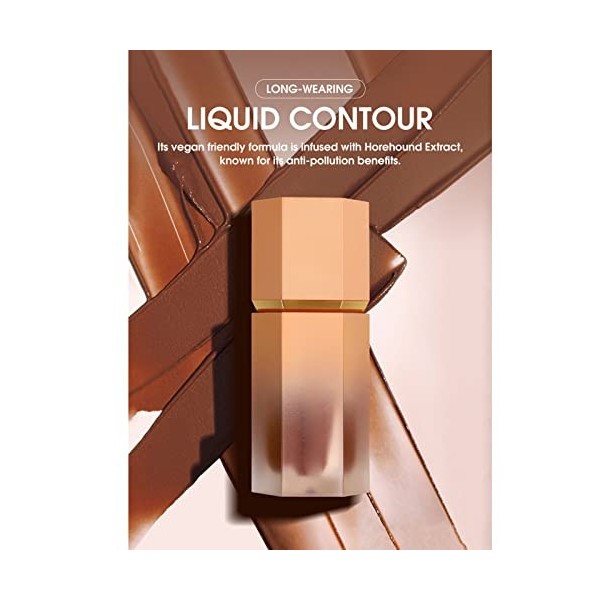 Bronzer Contour Liquid ， Shading Blendable Hydratant Longue Durée Maquillage Liquide Bronzer avec Coussin Applicateur