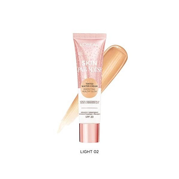 LOreal Paris Crème hydratante teintée Skin Paradise, jusquà 24 heures dhydratation, SPF20, 02 léger, 0,039 kg