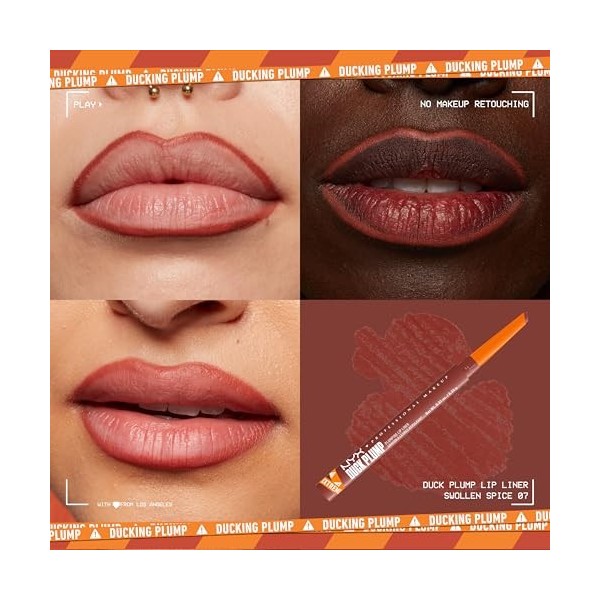 NYX Professional Makeup Duck Plump Plumping Lip Liner, crayon à lèvres, jusquà 10h de tenue, fini matte, Swollen Spice