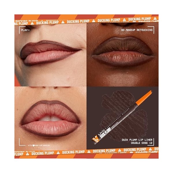 NYX Professional Makeup Duck Plump Plumping Lip Liner, crayon à lèvres, jusquà 10h de tenue, fini matte, Double Dose