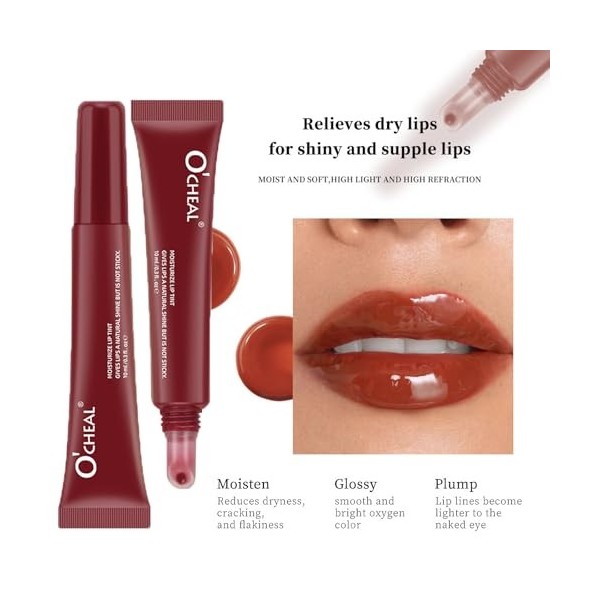 Huile à lèvres infusée de peptides 5 couleurs, Gloss hydratant, brillant à lèvres avec huile de jojoba Nourishmax, huile de l