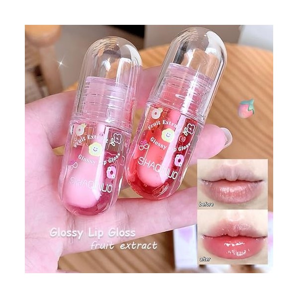 4 pcs Lip Gloss Oil Set, Huile Pour Les Lèvres Set De Lip Gloss Gelée De Lèvres Hydratante Pour Les Enfants Et Les Adolescent