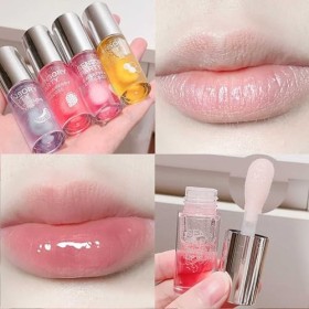 Lip Glow Gloss Repulpant Teinte,Huile à lèvres hydratante pour les lignes à lèvres,4Pcs Jelly Lip Oil,Lip Care Lip Gloss
