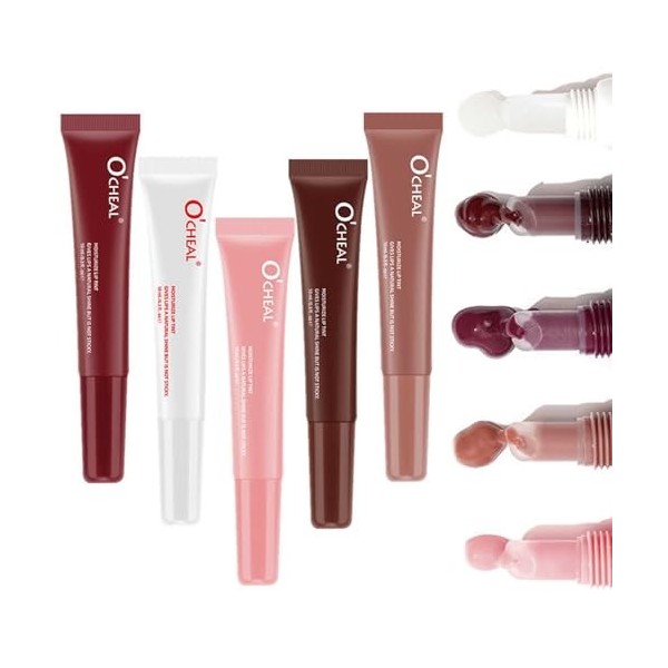 Glossy Lip Butter Tint,Gloss Liquide Hydratant et Anti-adhérent Pour Les Lèvres,5 Couleurs Naturelles Pour Les Lèvres, Mirror